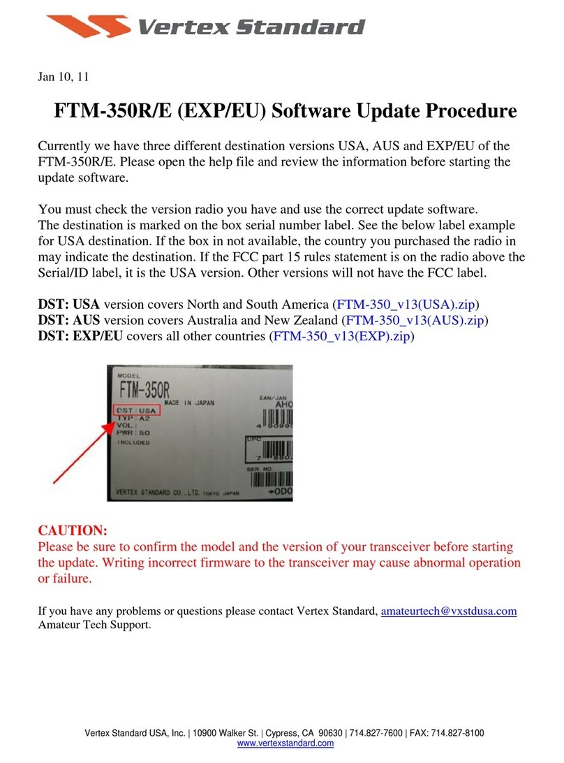 Vertex Standard FTM-350R-E - SOFTWARE UPDATE PROCEDURE Update