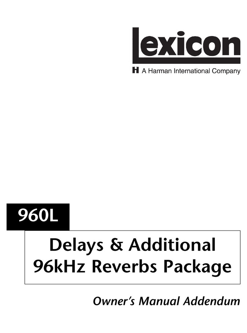 Lexicon 960L - ADDENDUM Installation and operating instructions