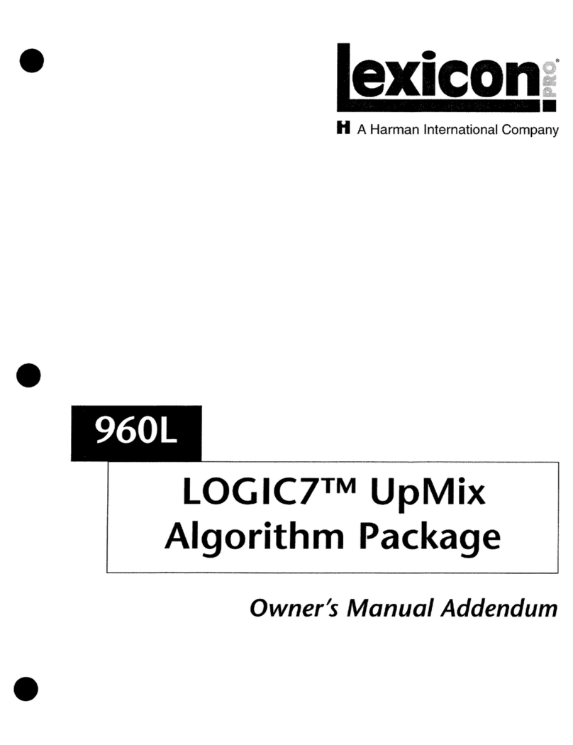 Lexicon 960L - ADDENDUM LOGIC7 UPMIX ALGORITHM... User manual