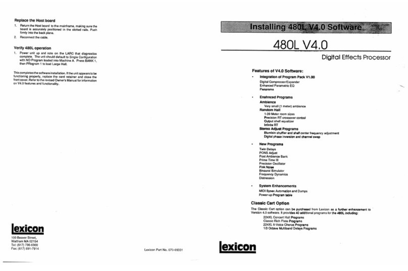 Lexicon 480L - V4.0 SOFTWARE Installation