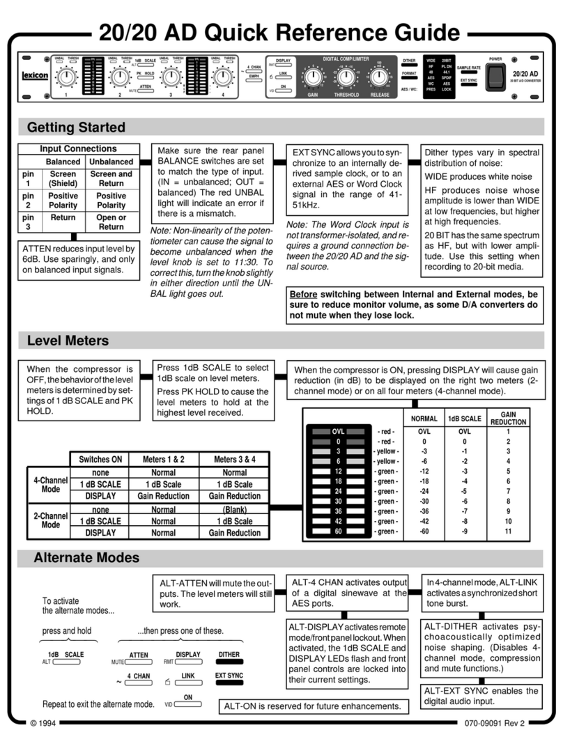 Lexicon 20 - REV 2 User manual