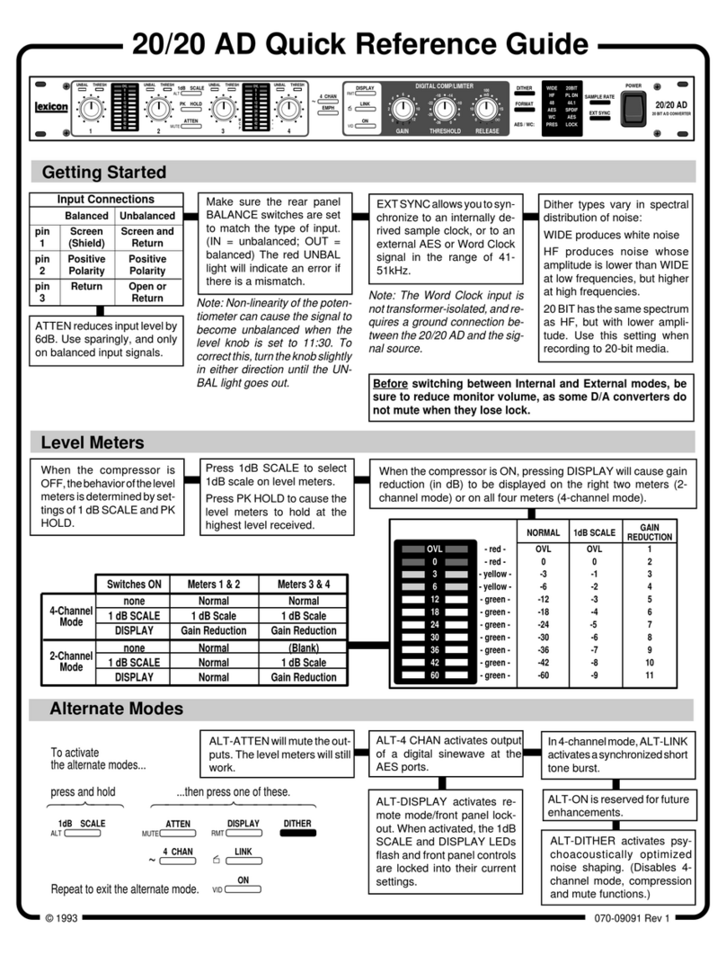 Lexicon 20 -  GUIDE REV 1 User manual