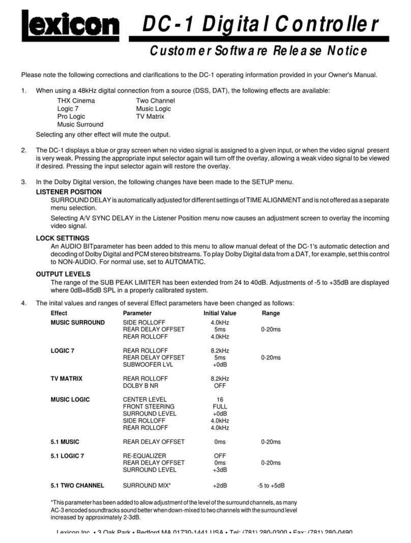 Lexicon DC-1 Operation and maintenance manual