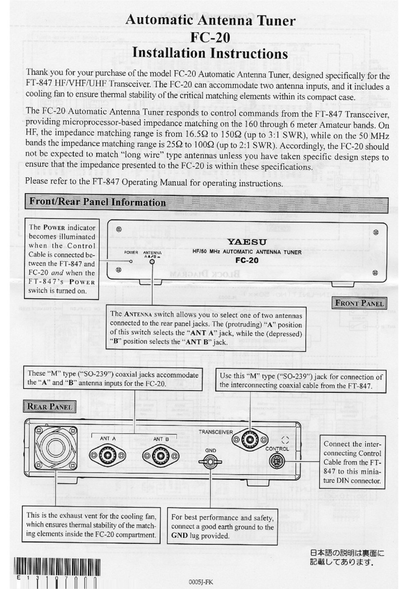 Yaesu FC-20 installation instructions