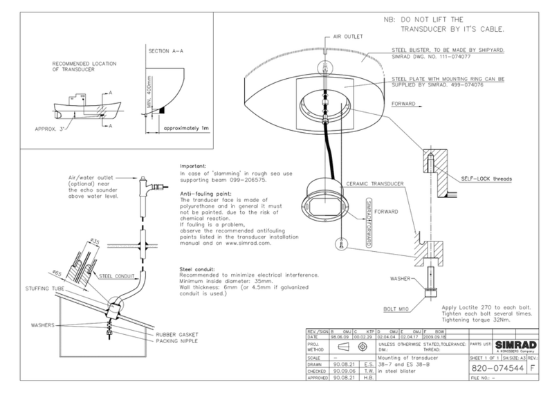 Simrad TRANSDUCER MOUNTING ARRANGEMENT - SCHEMA REV... User manual