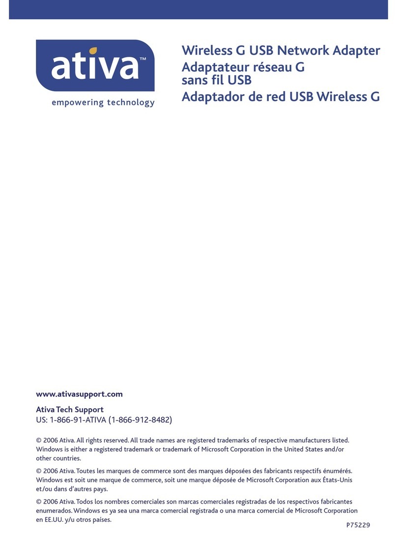 Ativa Wireless-G USB Network Adapter Quick installation guide
