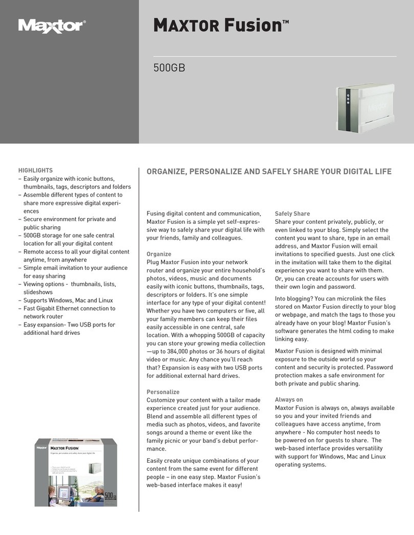 Maxtor Maxtor Fusion Specifications Maxtor Maxtor Fusion Specifications
