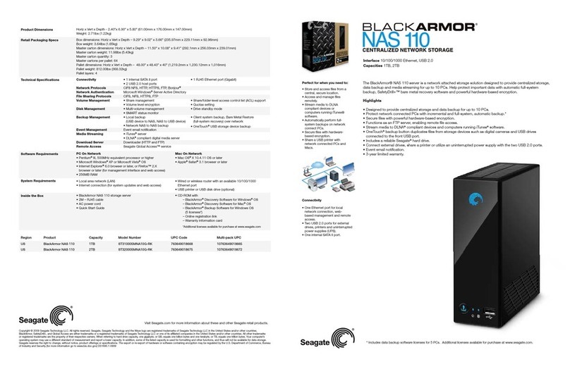Seagate ST310005MNA10G-RK - BlackArmor 1 TB NAS 110 Centralized Network Attached Storage... User manual