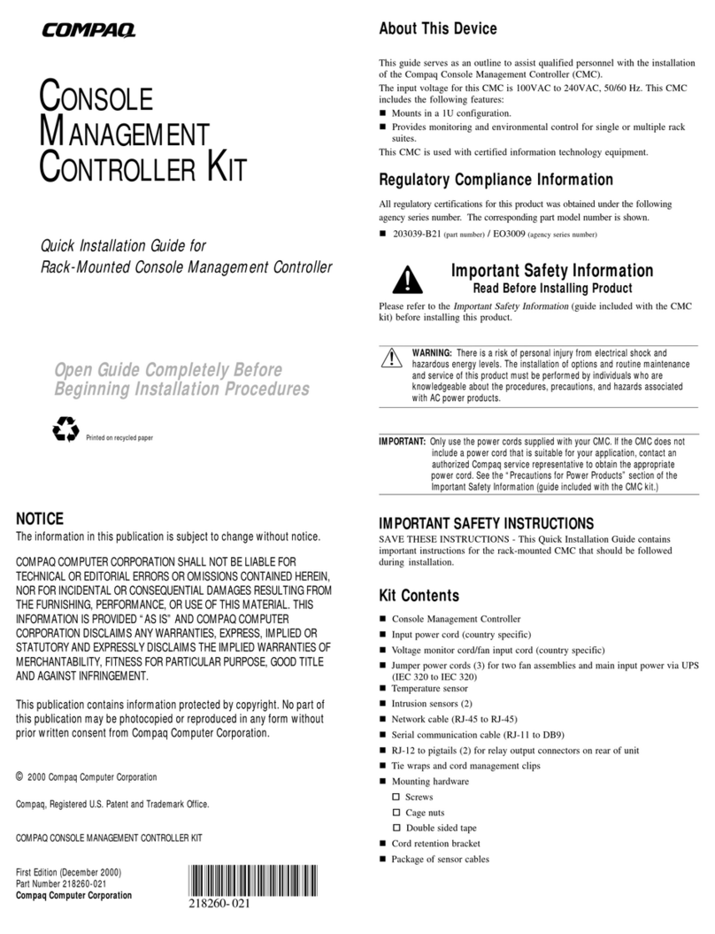 Compaq 203039-B21 - Console Management Controller Quick installation guide