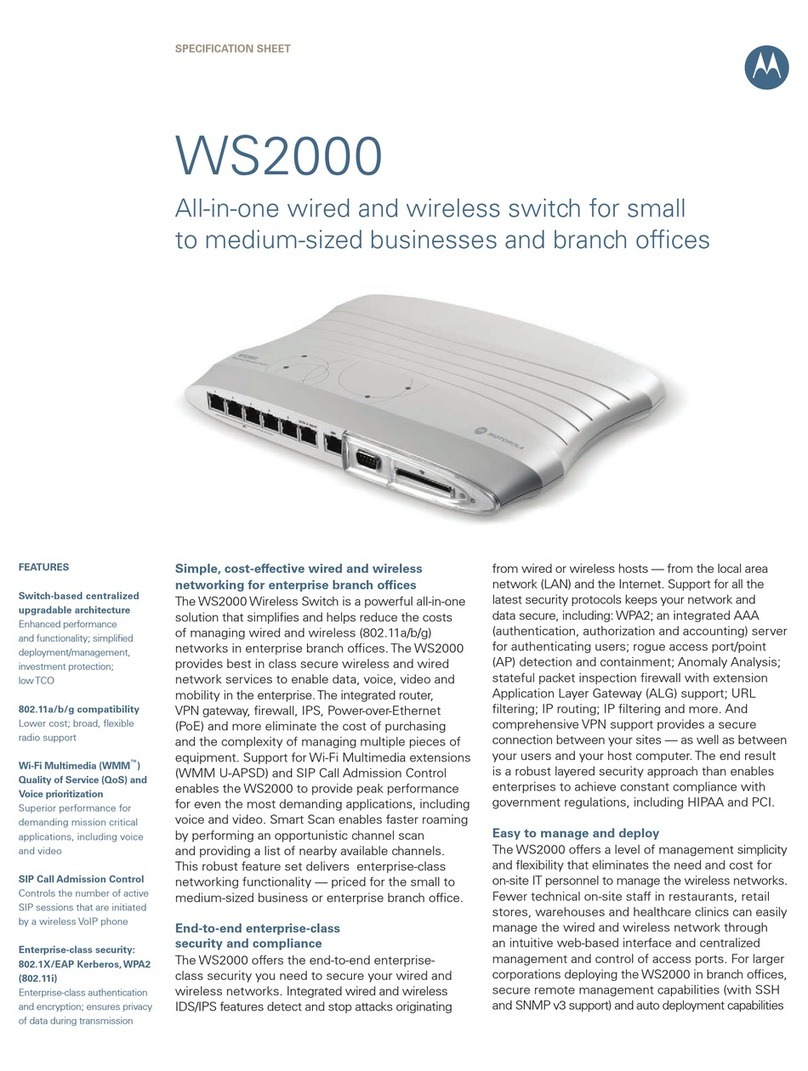 Motorola WS2000 - Wireless Switch - Network Management... Specification sheet