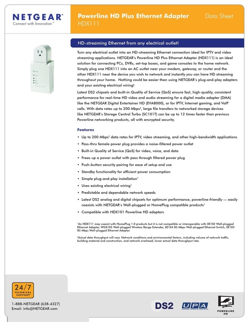NETGEAR HDX111 - Powerline HD Plus Ethernet Adapter User manual NETGEAR HDX111 - Powerline HD Plus Ethernet Adapter User manual