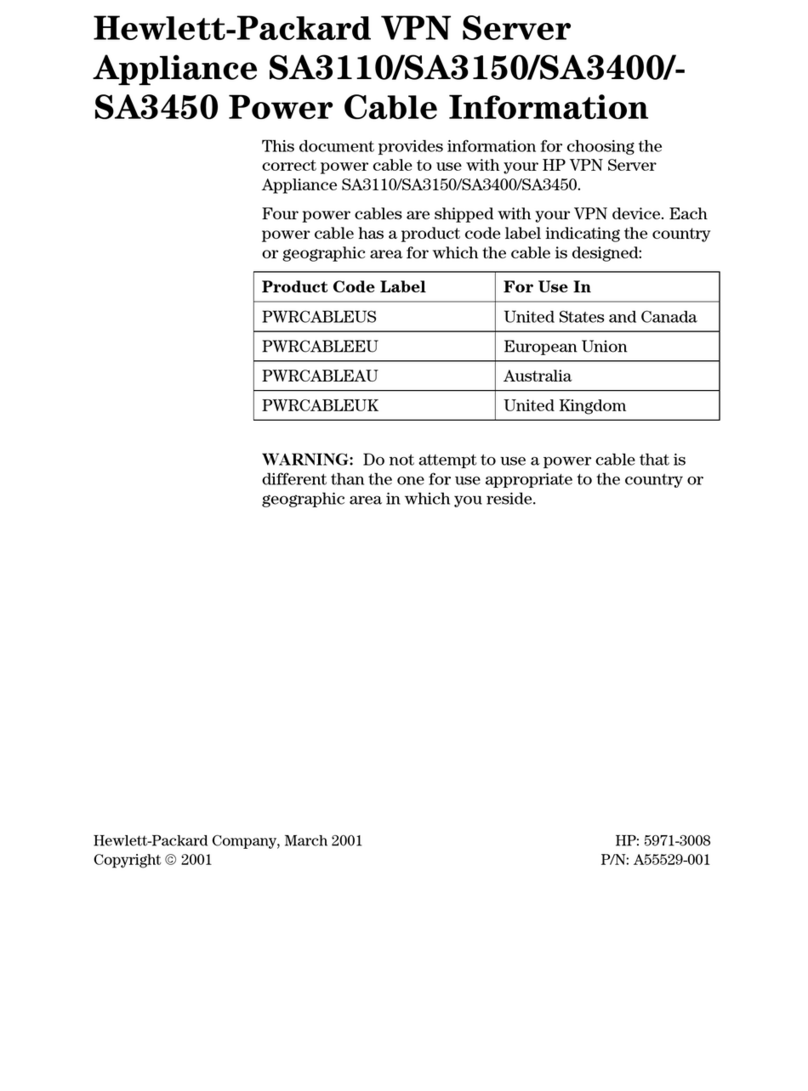 HP Sa3110 - VPN Server Appliance Owner's manual HP Sa3110 - VPN Server Appliance Owner's manual