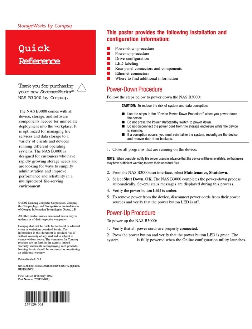 Compaq 230050-001 - StorageWorks NAS B3000 Model N900... Quick reference guide Compaq 230050-001 - StorageWorks NAS B3000 Model N900... Quick reference guide