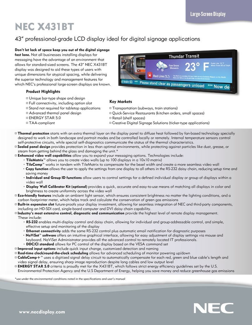 NEC MultiSync X431BT User manual