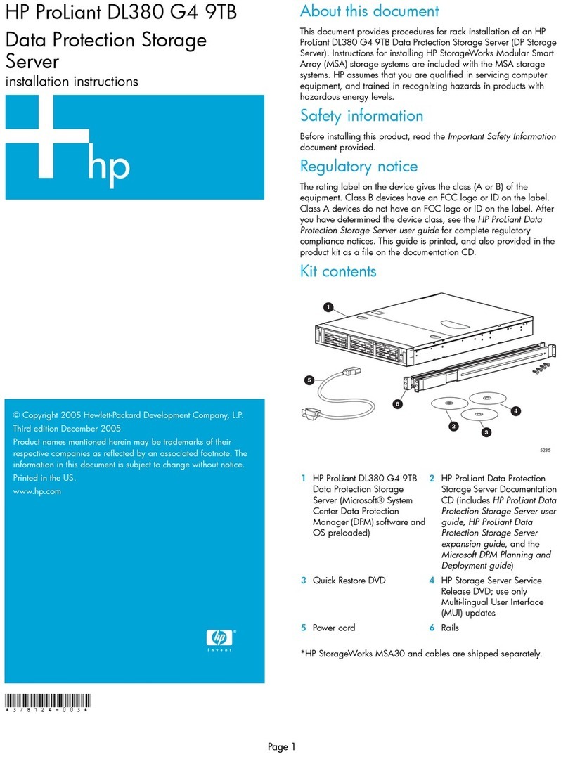 HP DL380 - ProLiant G4 9 TB Data Protection Storage Server... installation instructions