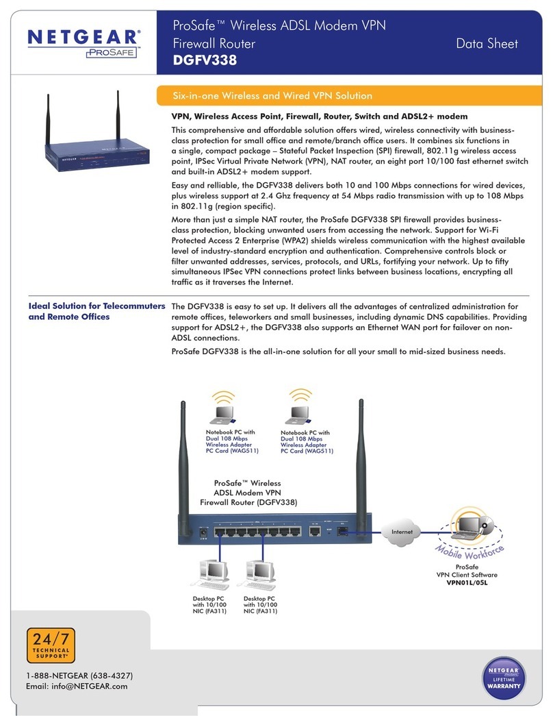 NETGEAR DGFV338 - ProSafe Wireless ADSL Modem VPN Firewall... User manual