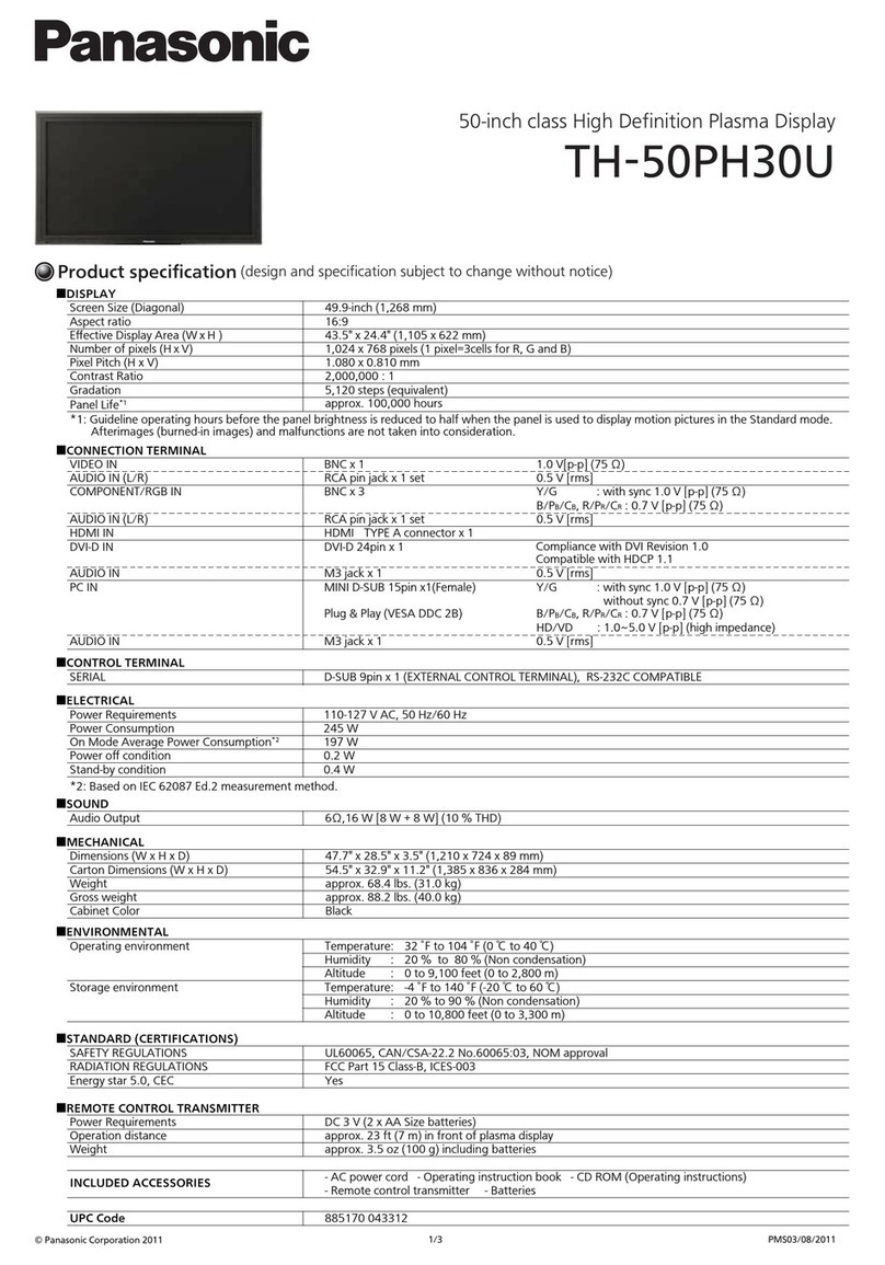 Panasonic TH-50PH30U User manual