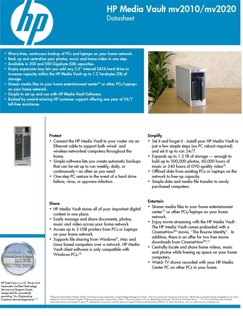 HP Mv2120 - Media Vault Network Drive User manual HP Mv2120 - Media Vault Network Drive User manual
