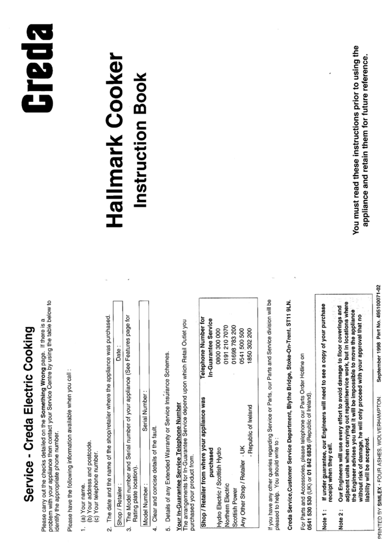 Creda HB49522 User manual Creda HB49522 User manual