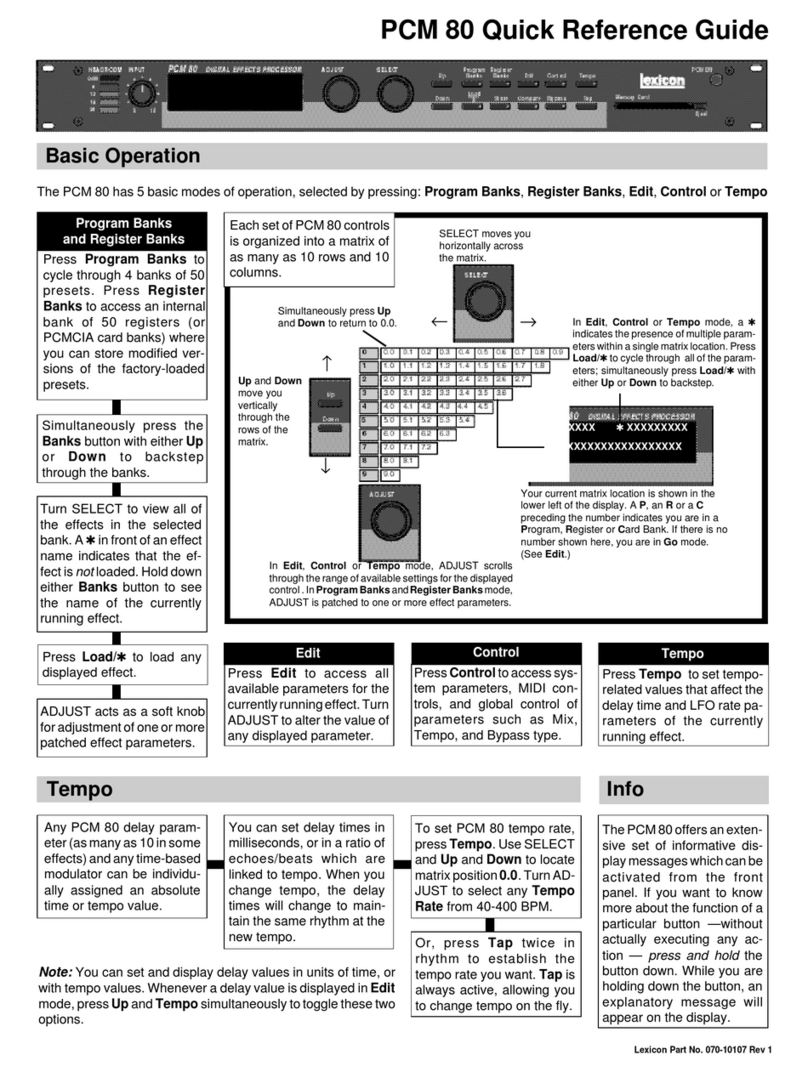 Lexicon PCM 80 - REV 1 Quick reference guide