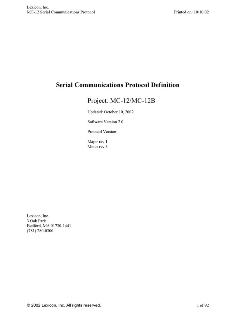 Lexicon MC-12 V2.0 - SERIAL COMMUNICATIONS PROTOCOL DEFINITION REV... User manual