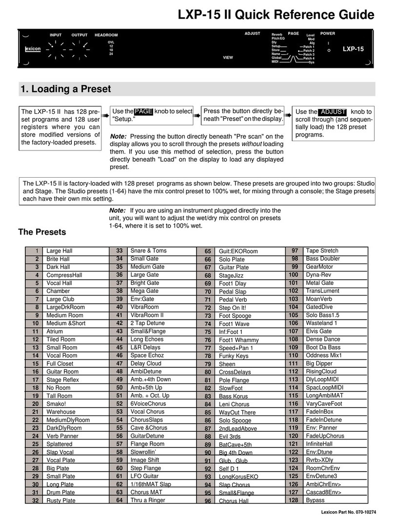 Lexicon LXP-15 II User manual Lexicon LXP-15 II User manual