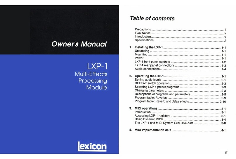 Lexicon LXP-1 User manual Lexicon LXP-1 User manual