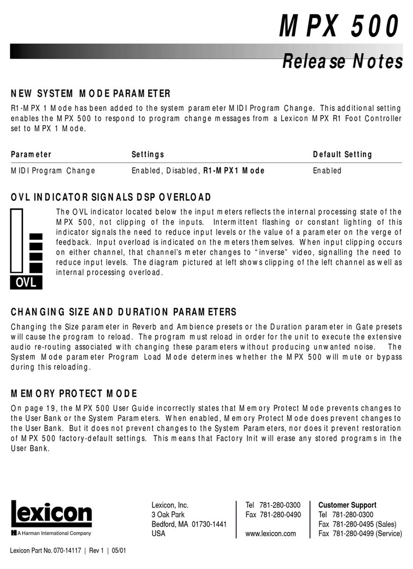 Lexicon MPX 500 Instruction Manual