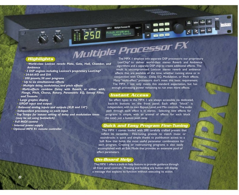 Lexicon MPX - ADDENDUM REV 1 User manual Lexicon MPX - ADDENDUM REV 1 User manual