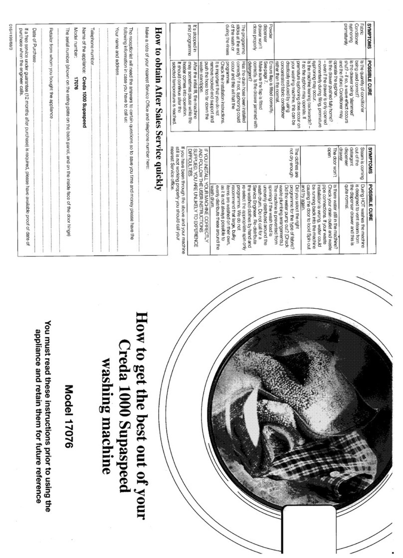 Creda Debonair 1000 Condensing User manual Creda Debonair 1000 Condensing User manual