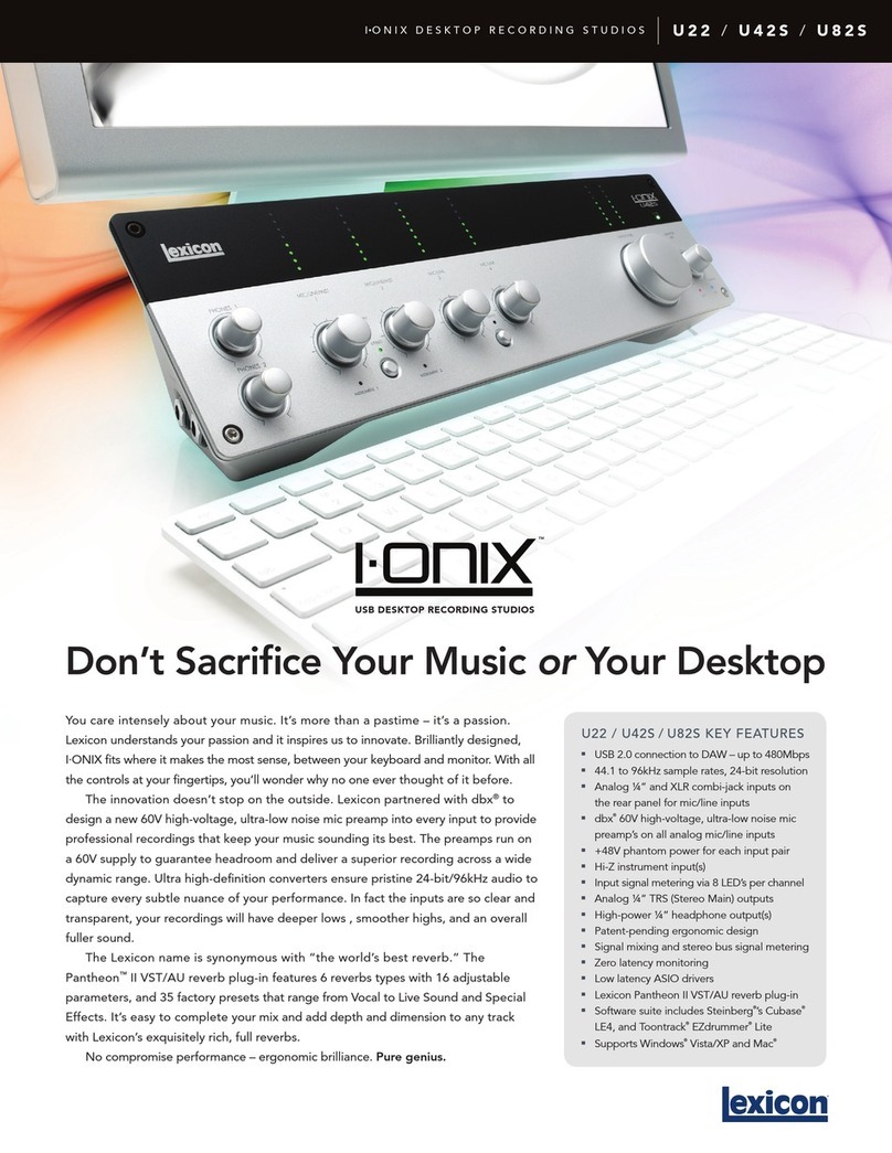 Lexicon I-ONIX U22 User manual