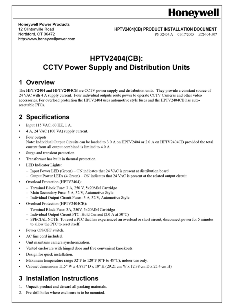 Honeywell HPTV2404 Product installation document Honeywell HPTV2404 Product installation document