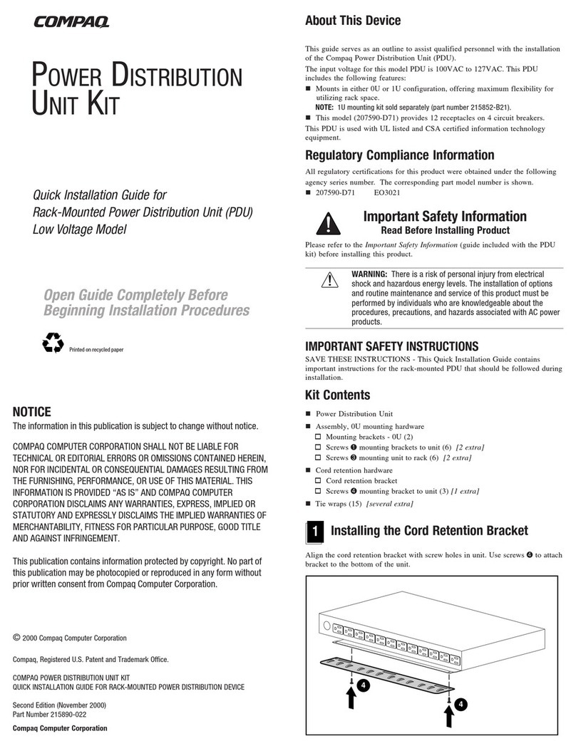 Compaq 207590-B21 - Power Distribution Unit Strip Quick install guide