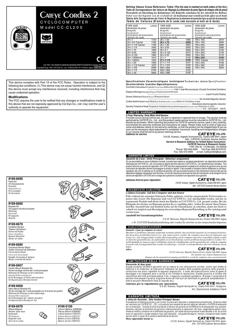 Cateye CC-CL200 User manual Cateye CC-CL200 User manual