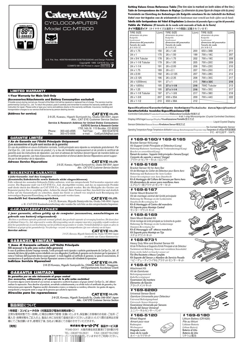 Cateye CC-MT200 operating instructions