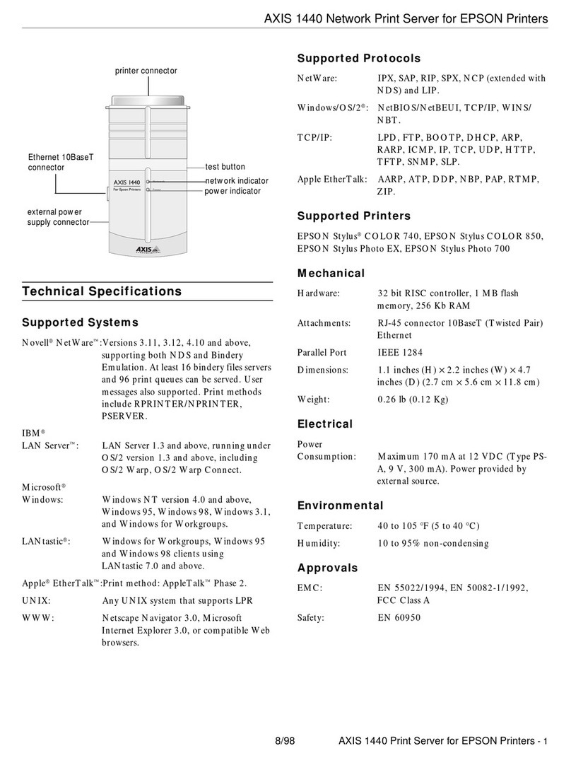 Axis C1440AXIS - Axis 1440 Print Server Product information guide