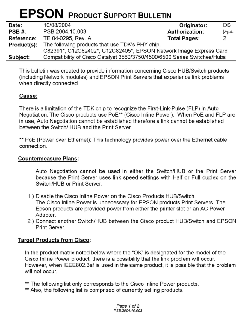 Epson C12C823912 - Net 2 Print Server Product support bulletin