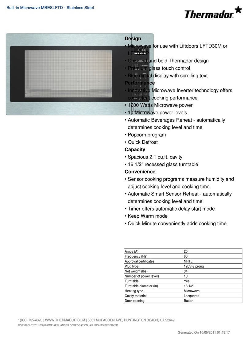 Thermador MBESLFTD User manual Thermador MBESLFTD User manual