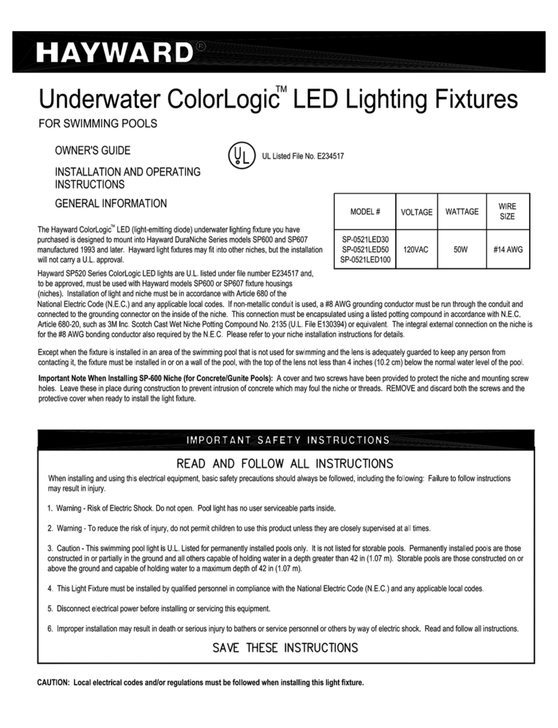 Hayward ColorLogic SP-0521LED30 User manual Hayward ColorLogic SP-0521LED30 User manual
