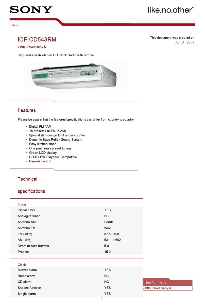 Sony Walkman ICF-CD543RM Specifications