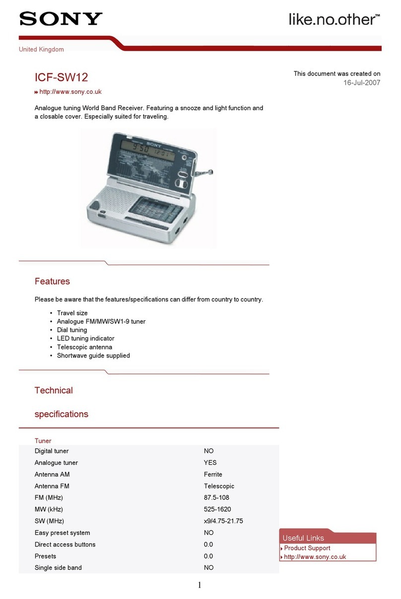 Sony ICF-SW12 Specification sheet