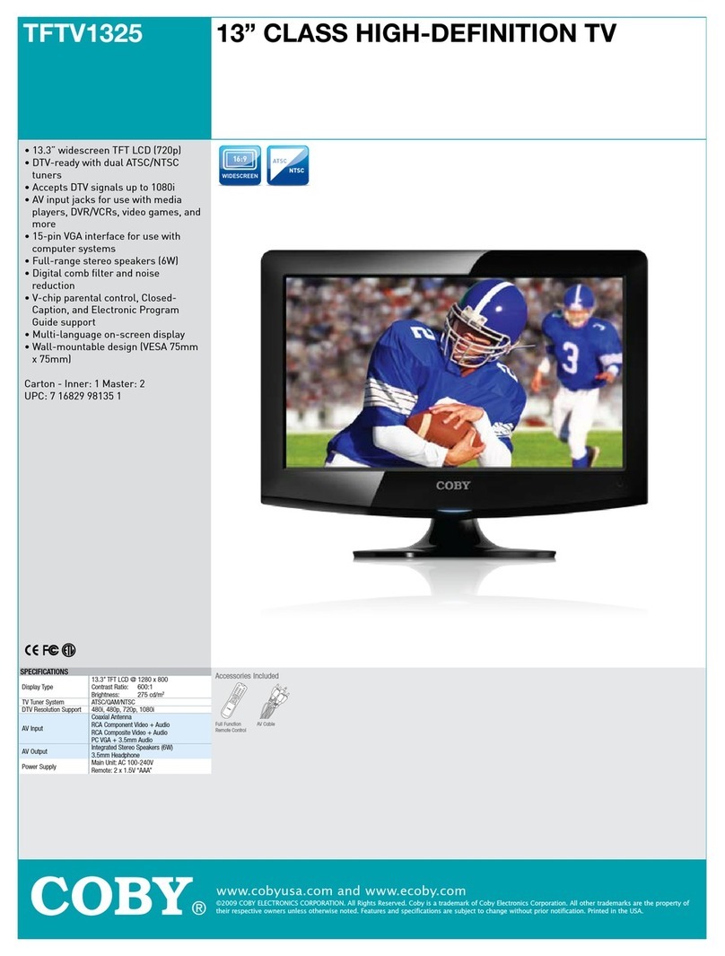 Coby TFTV1325 Specification sheet