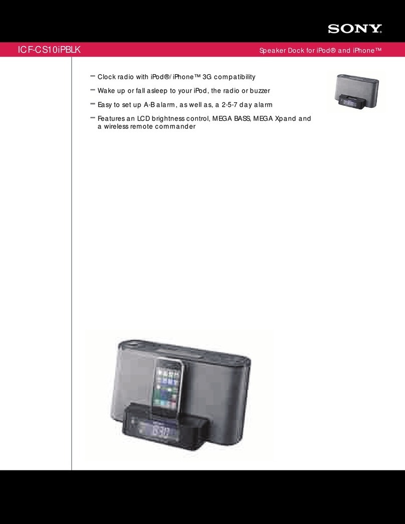 Sony ICF-CS10IP - Clock Radio With Ipod Dock Specifications