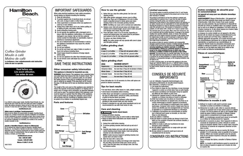 Hamilton Beach 80333 Owner's manual