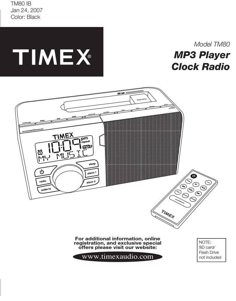 Timex TM80 - Clock Radio / Digital Audio Player User manual Timex TM80 - Clock Radio / Digital Audio Player User manual