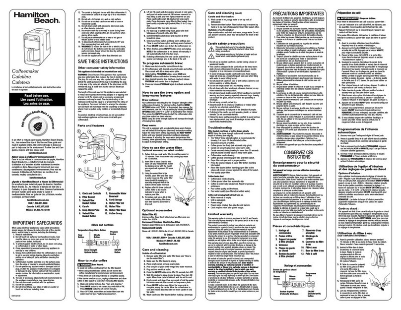 Hamilton Beach 46201 User instructions
