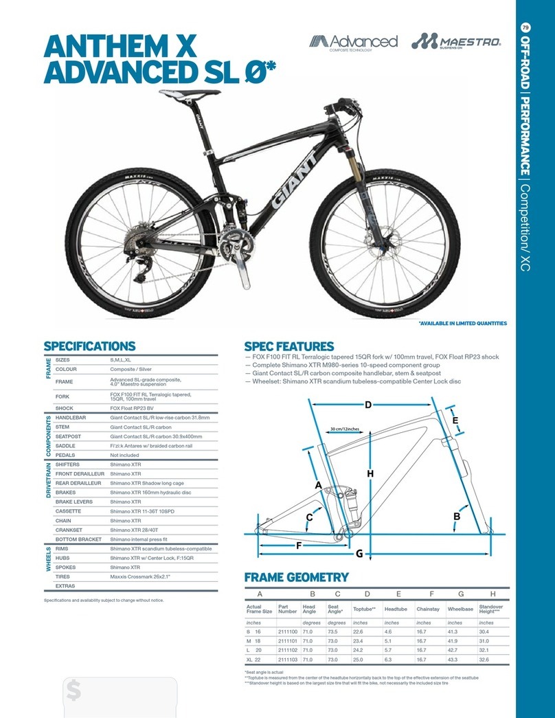 Giant ANTHEM X ADVANCED SL 0 - DATASHEET 2 User manual