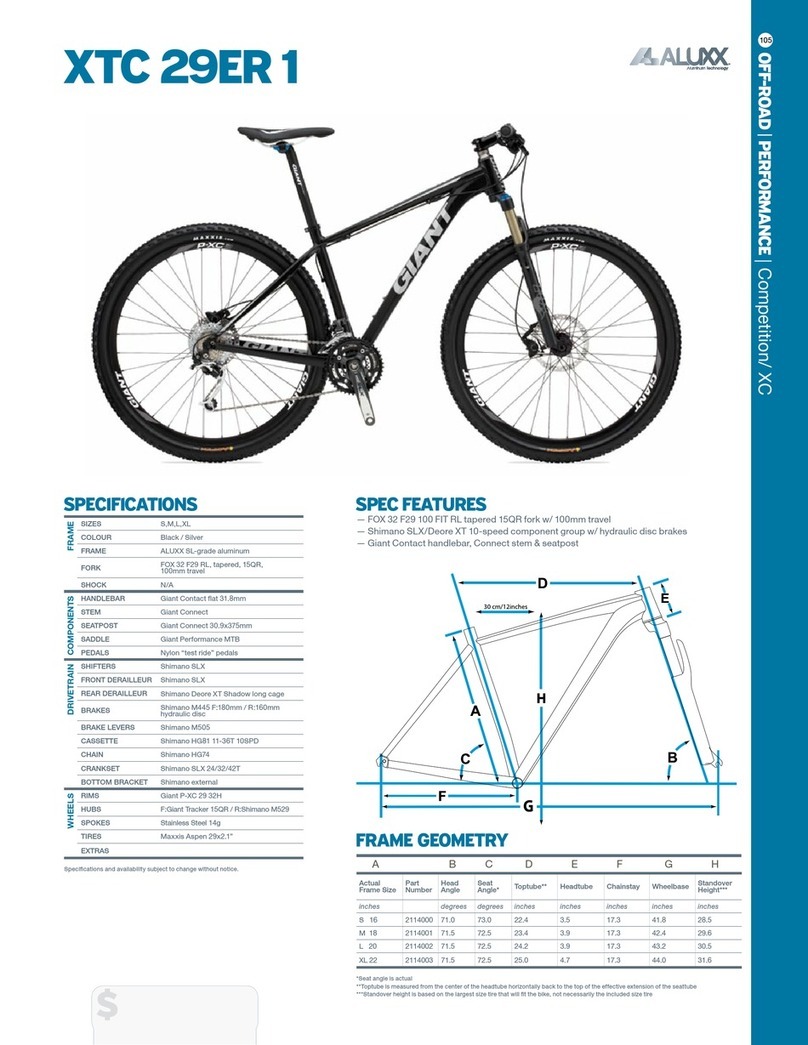 Giant XTC 29ER 1 - DATASHEET 2 User manual