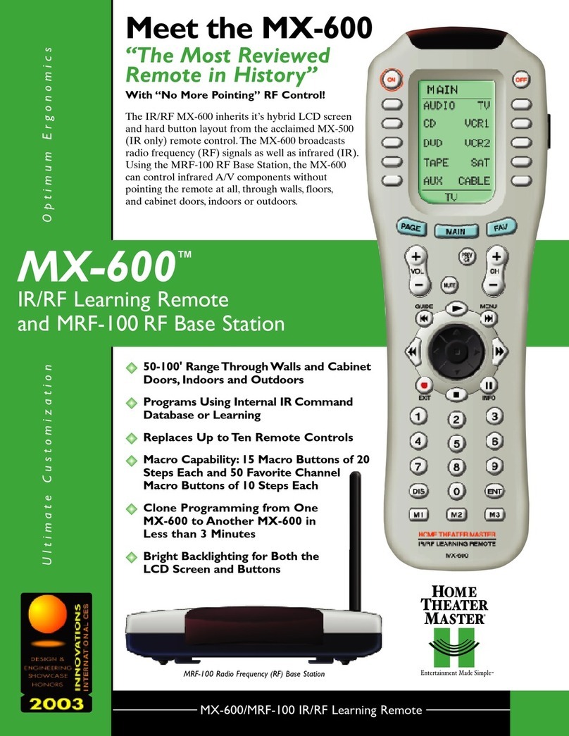 Universal Remote Control MX600 Brochure & specs