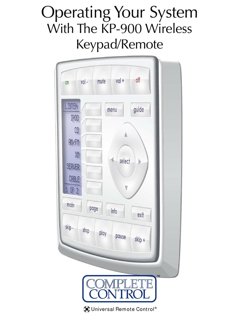 Universal Remote Control Complete Control KP-900 User manual